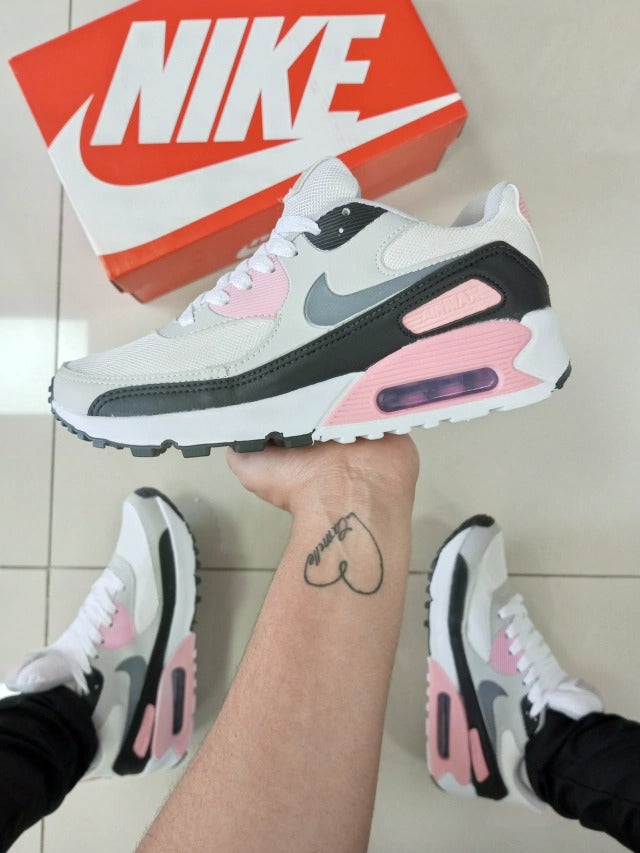 Air Max 90 Branco/Cinza/Rosa
