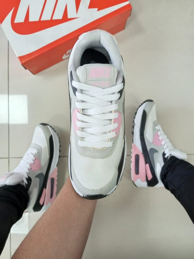 Air Max 90 Branco/Cinza/Rosa
