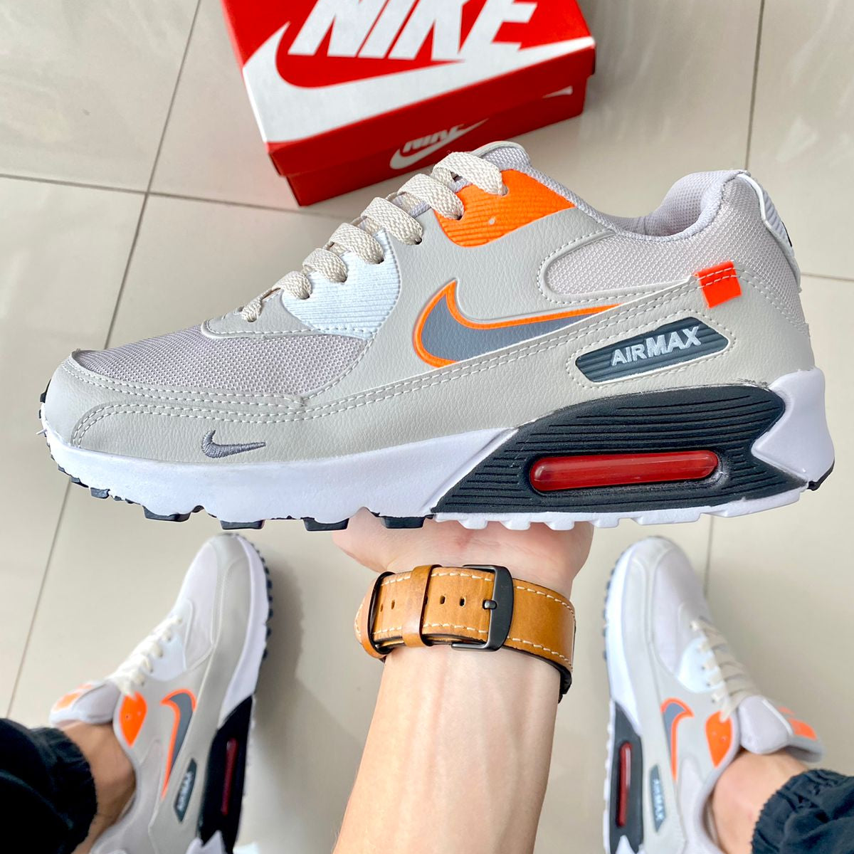 Air Max 90 Cinza/Laranja