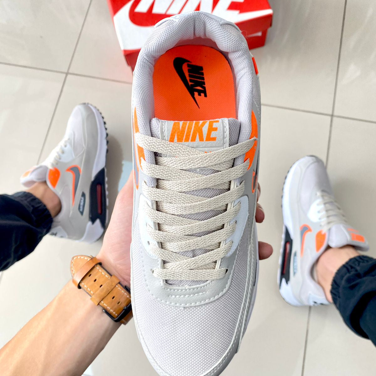 Air Max 90 Cinza/Laranja