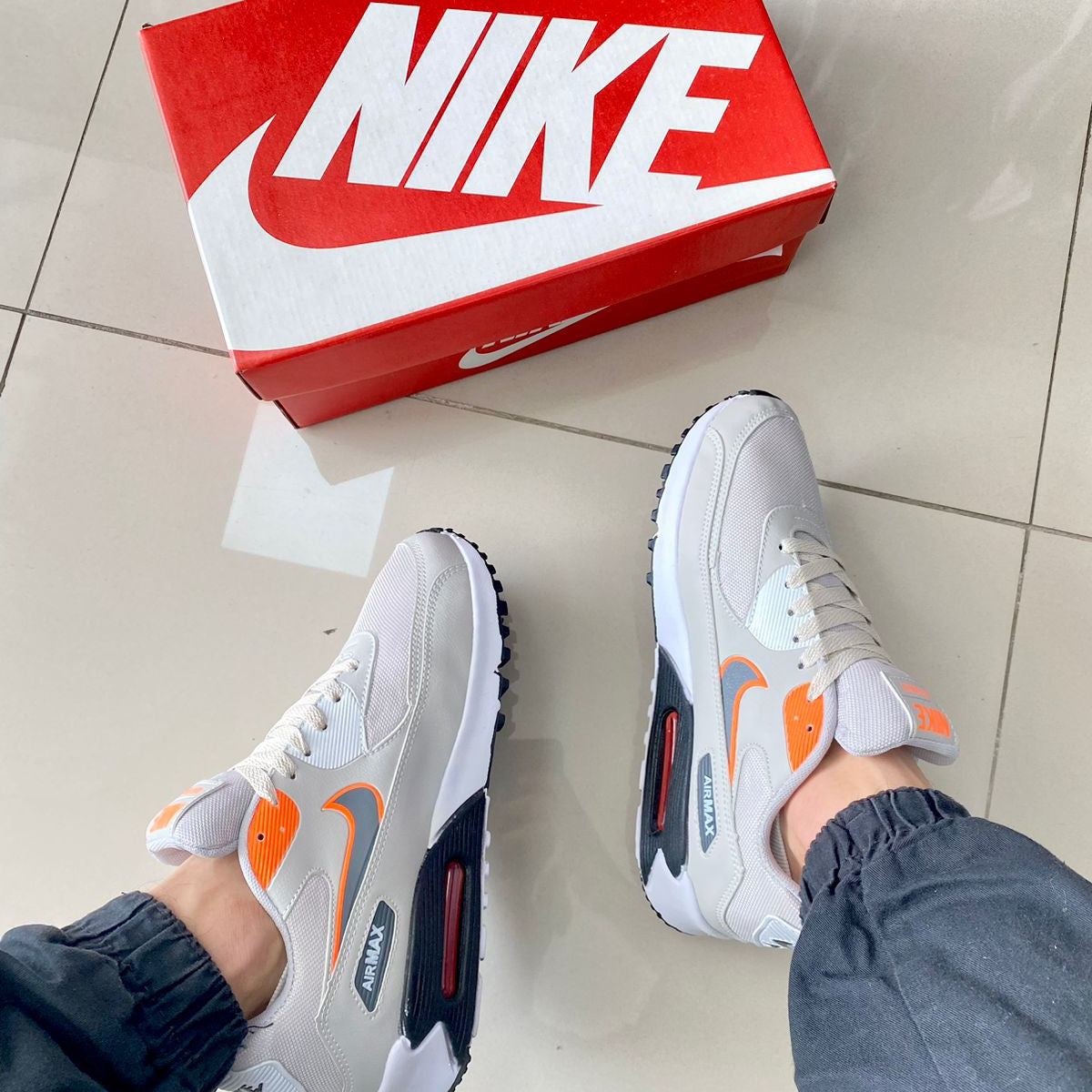 Air Max 90 Cinza/Laranja