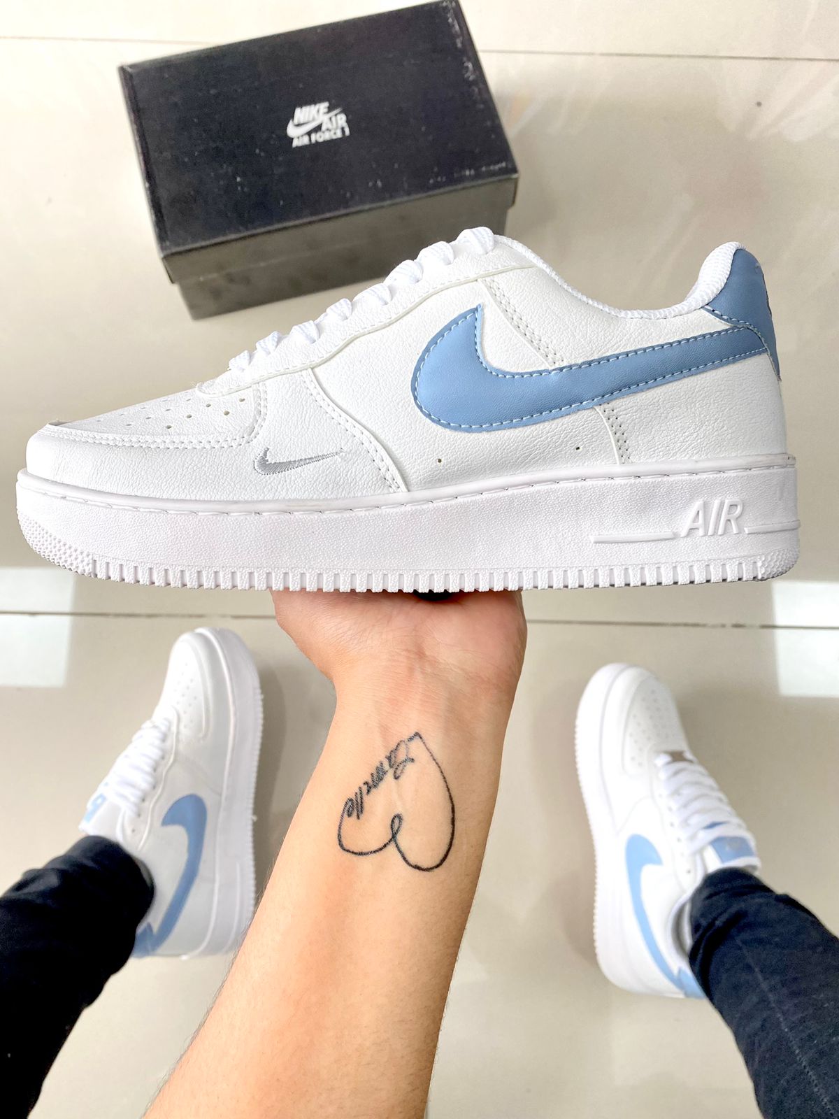 Air Force 1 Branco/Azul Celeste Premium