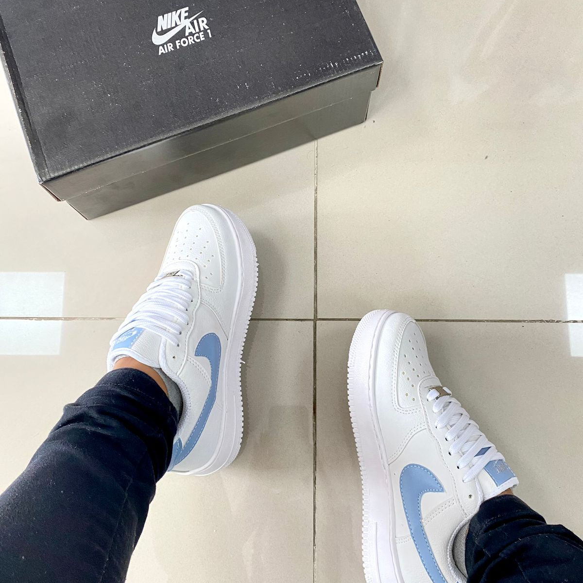 Air Force 1 Branco/Azul Celeste Premium