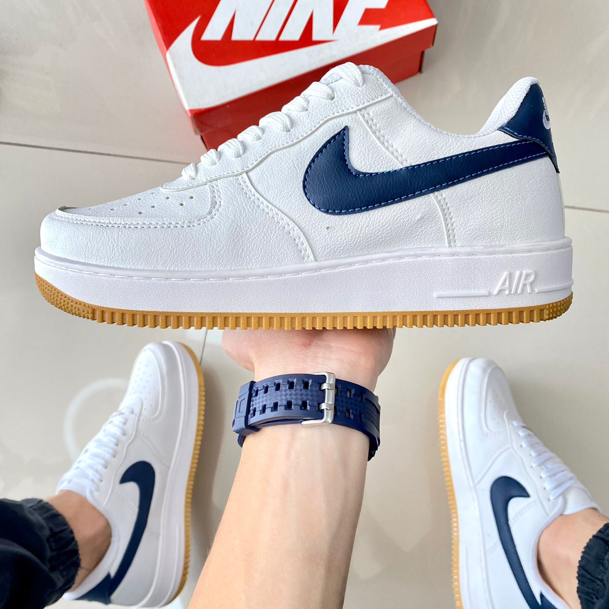 Air Force 1 Branco/Marinho Premium