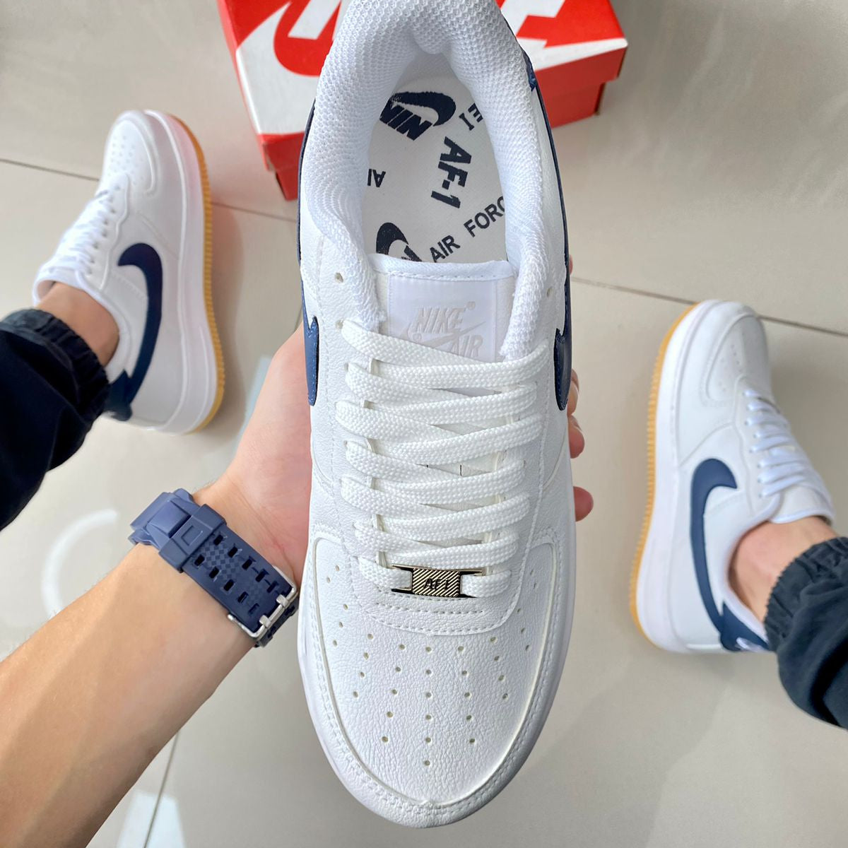 Air Force 1 Branco/Marinho Premium