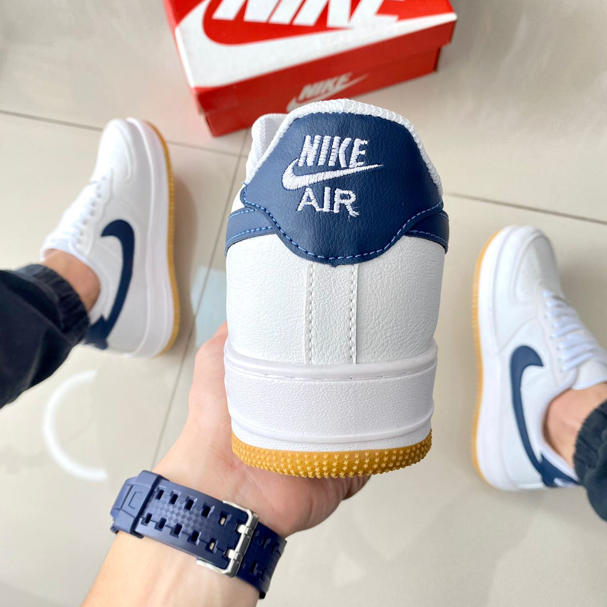 Air Force 1 Branco/Marinho Premium