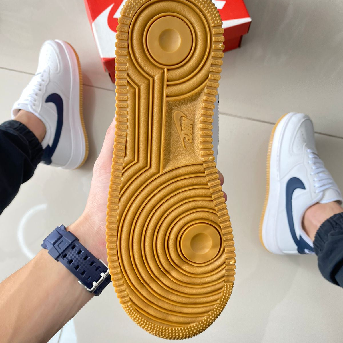 Air Force 1 Branco/Marinho Premium