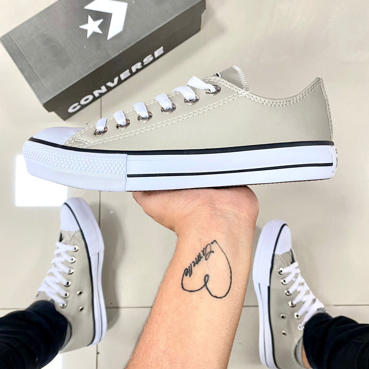 All Star Couro Bege