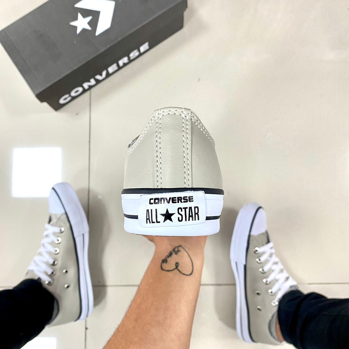 All Star Couro Bege