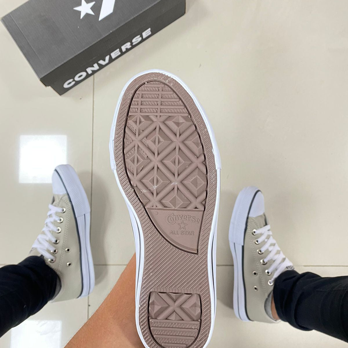 All Star Couro Bege