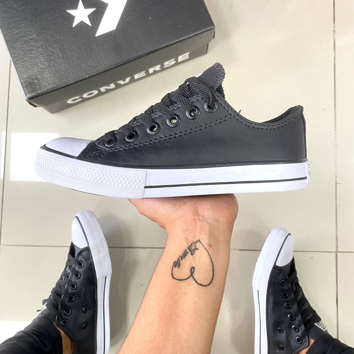 All Star Couro Preto