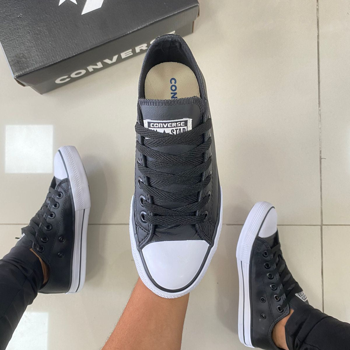 All Star Couro Preto