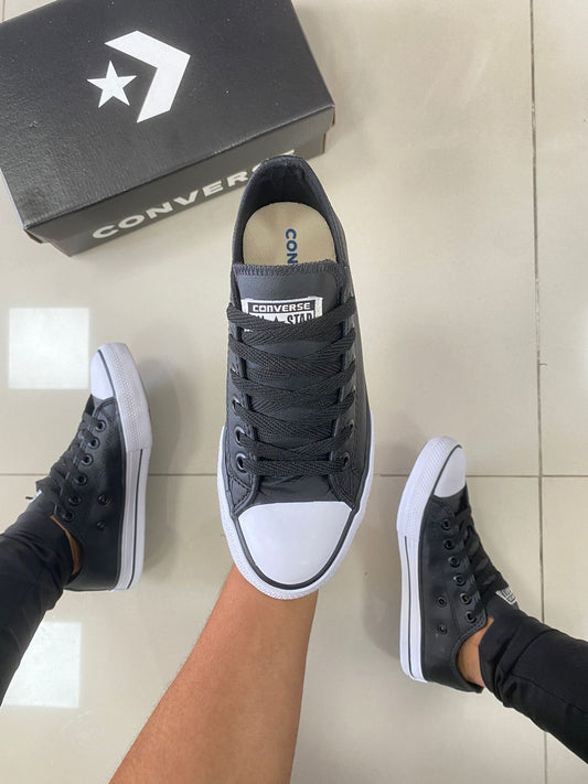 All Star Couro Preto