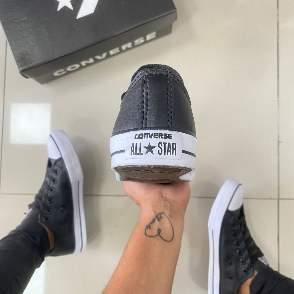 All Star Couro Preto