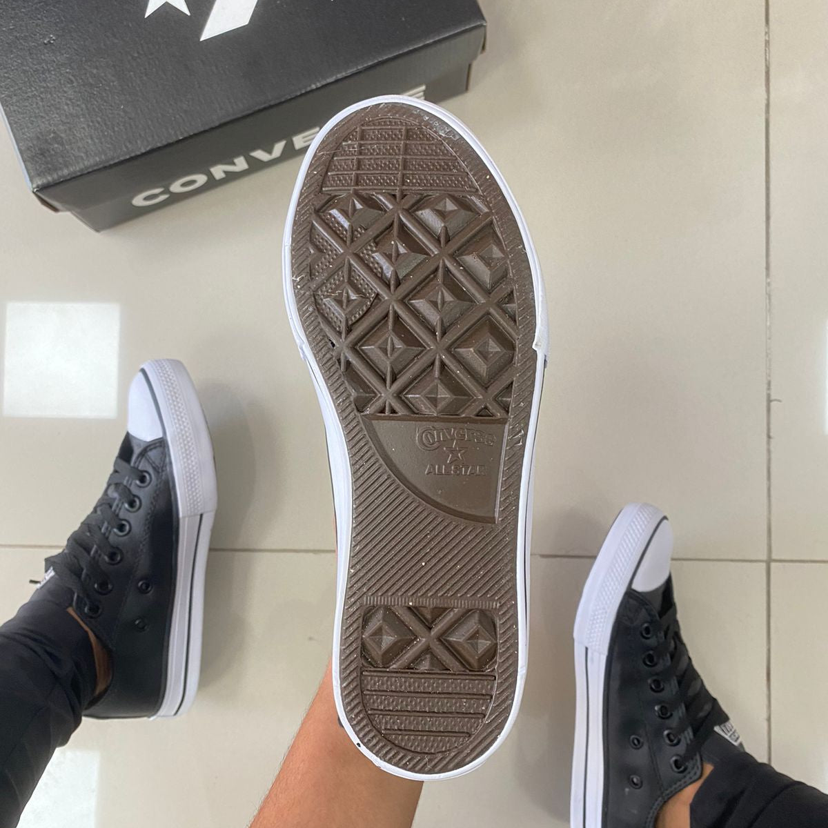 All Star Couro Preto
