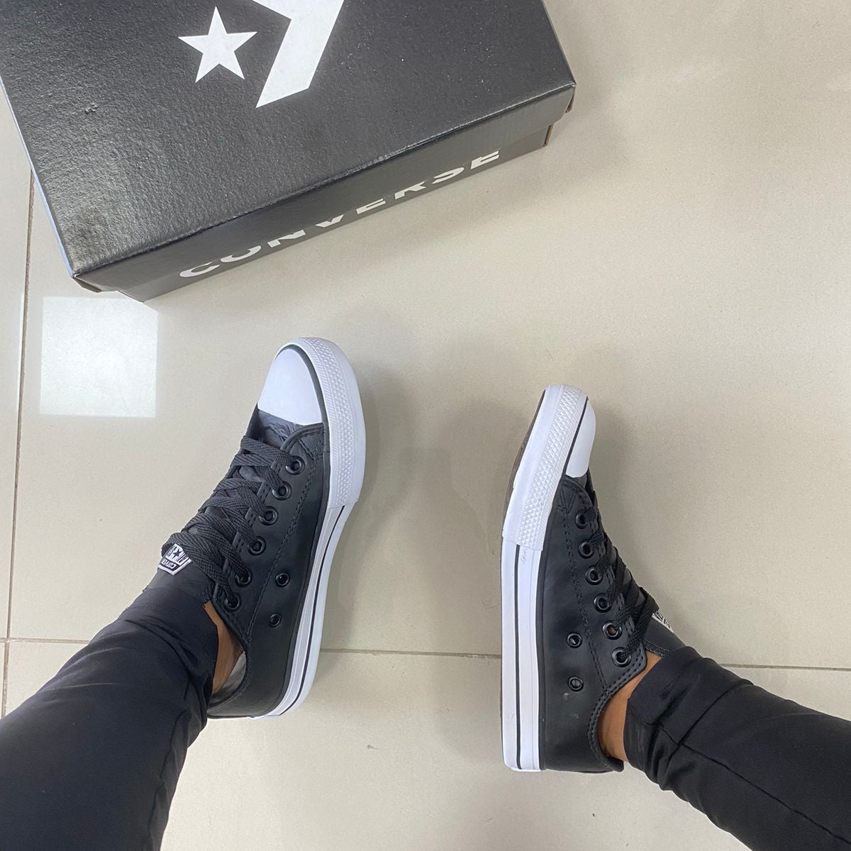 All Star Couro Preto