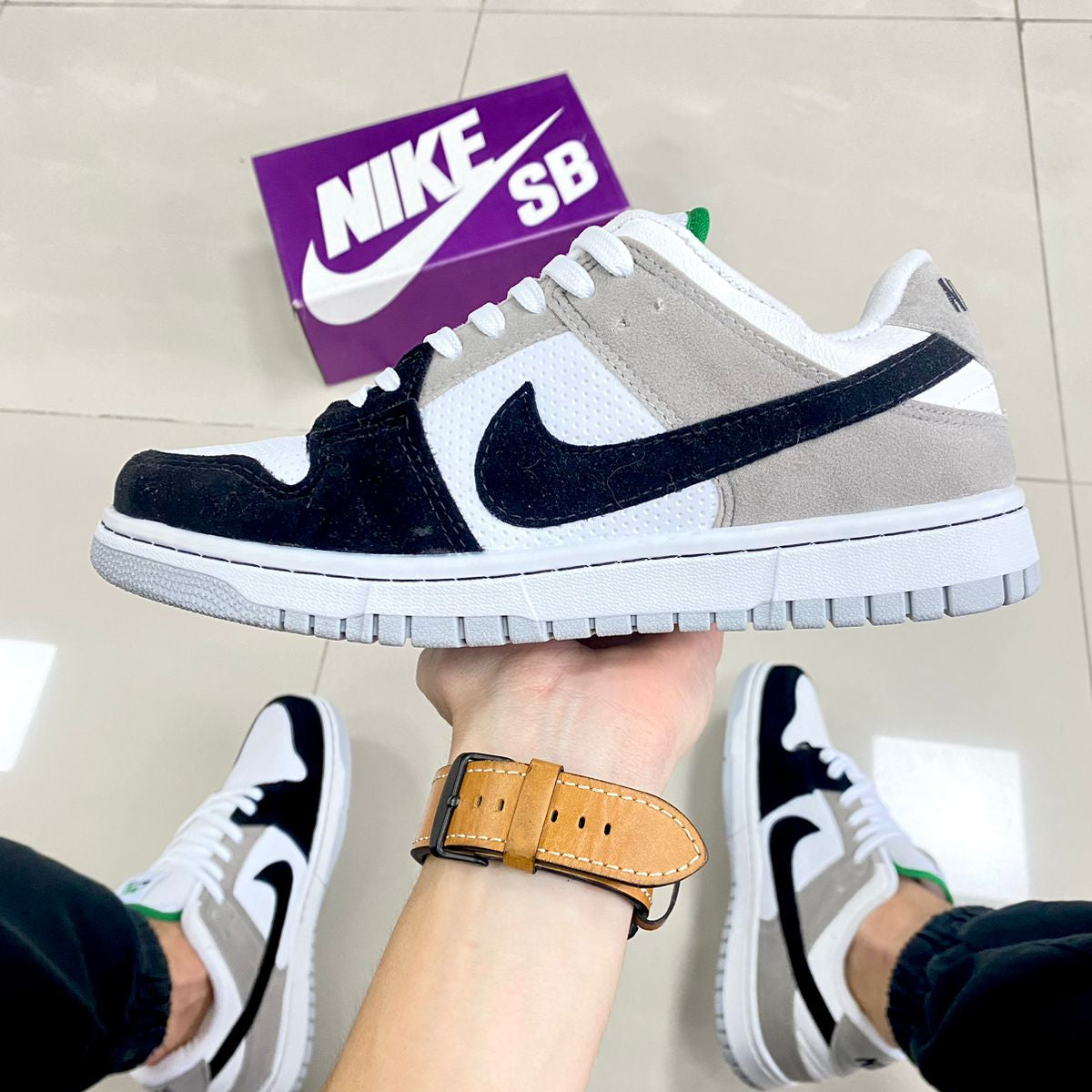 Dunk Low Preto/Cinza Premium