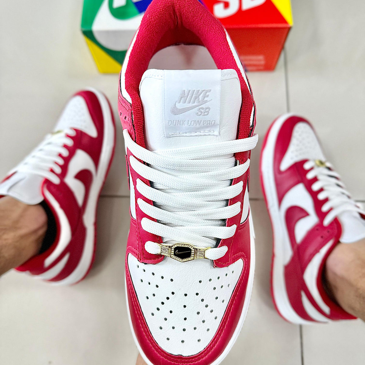 Dunk Low Branco/Vermelho