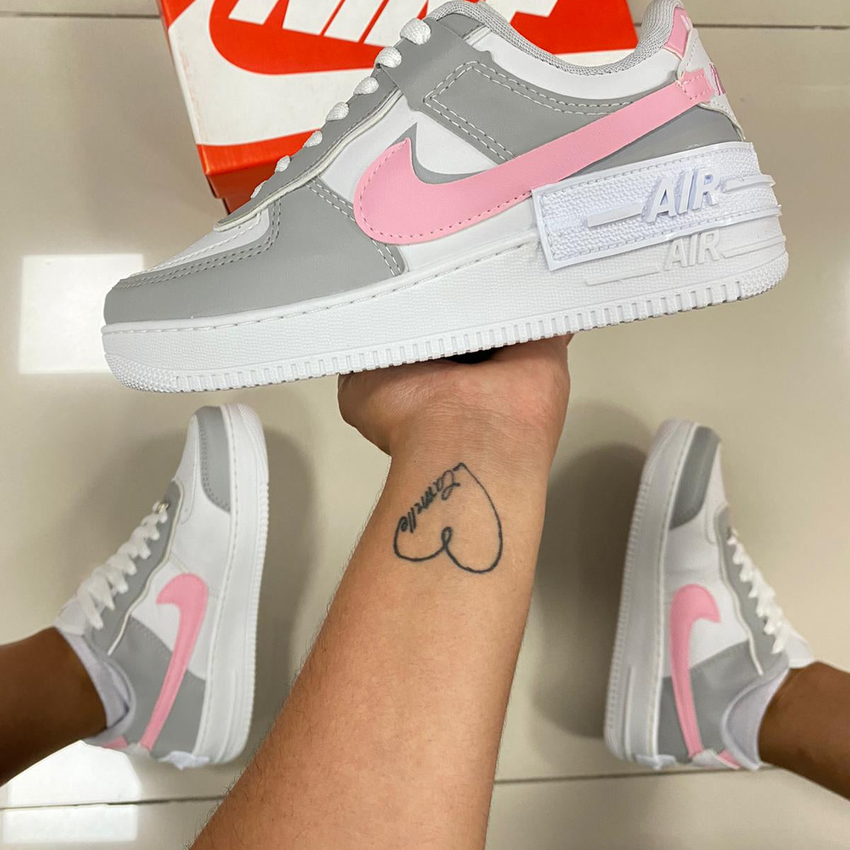Air Force 1 Shadow Cinza/Rosa