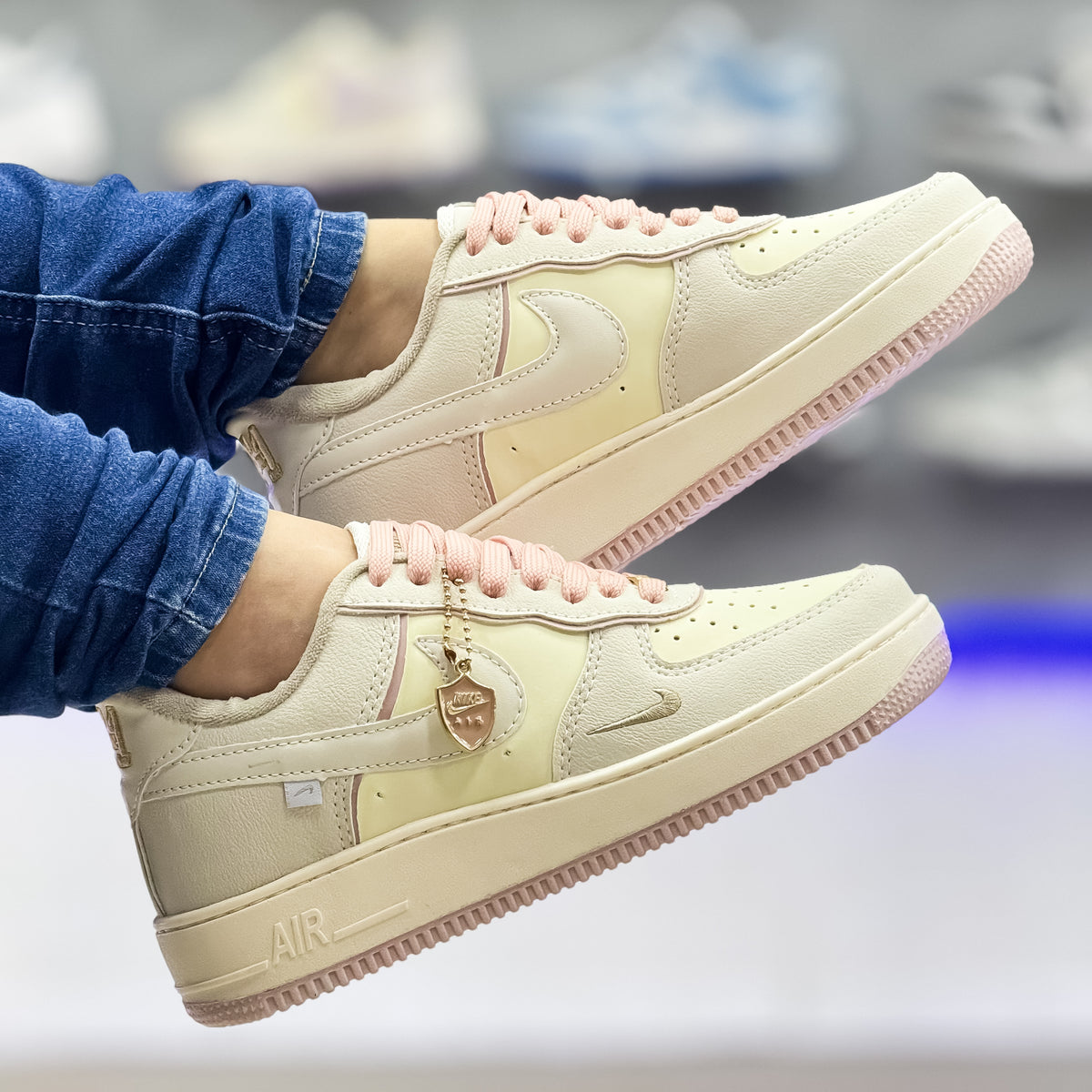 Air Force 1 Liga Bege/rosa Premium