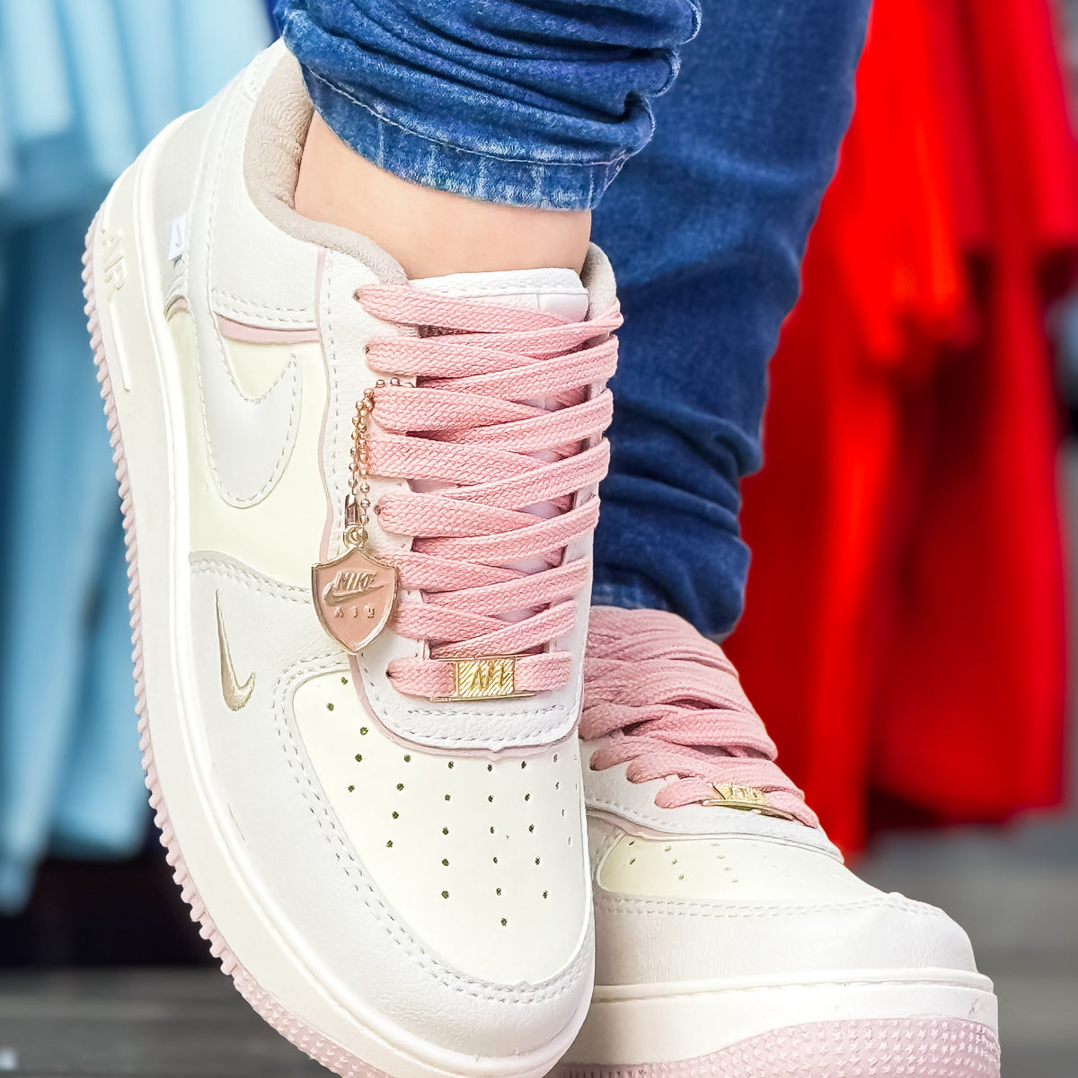 Air Force 1 Liga Bege/rosa Premium