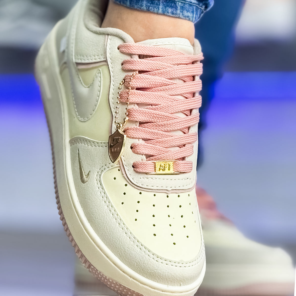 Air Force 1 Liga Bege/rosa Premium