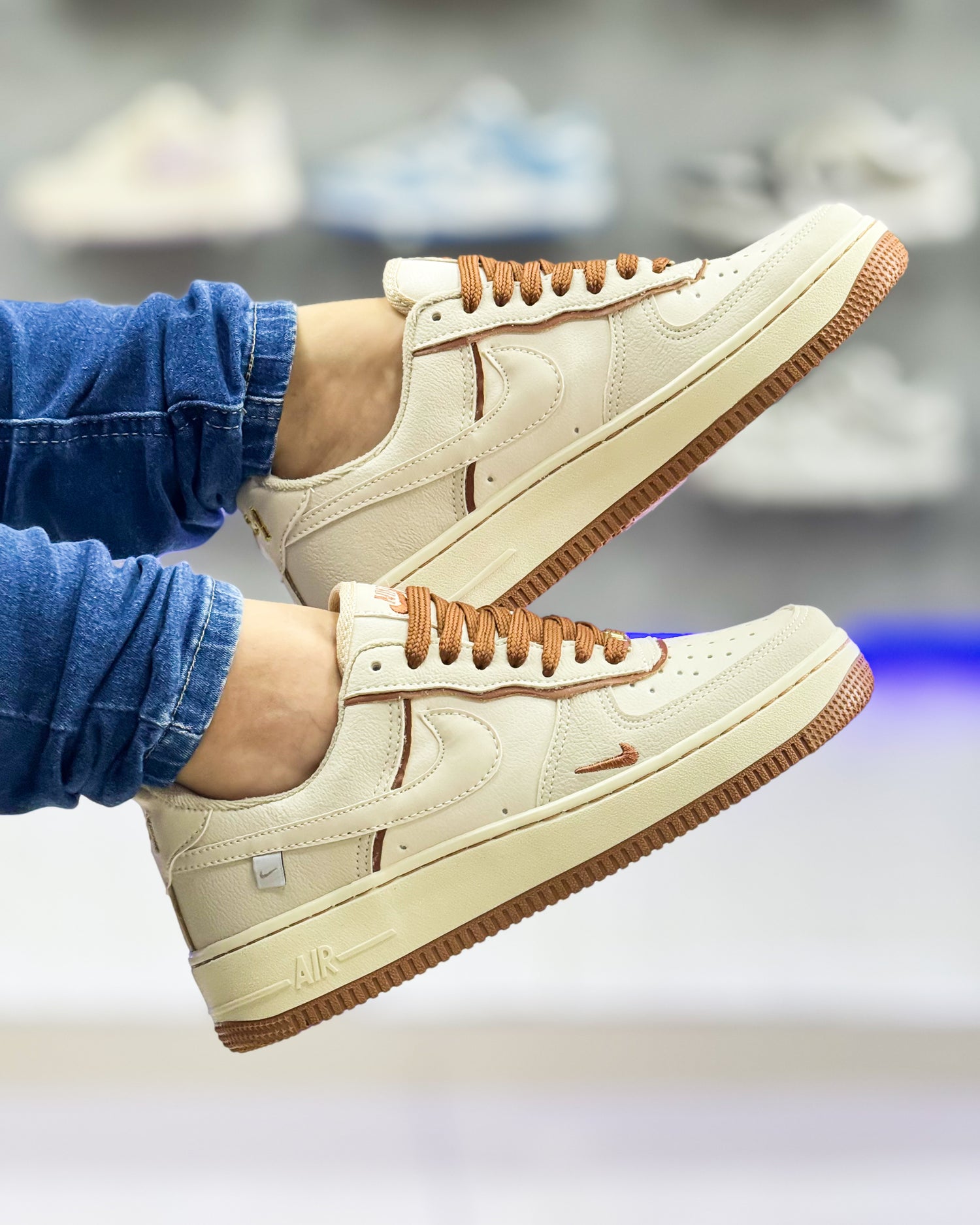 Air Force 1 Liga Bege/Marrom Premium