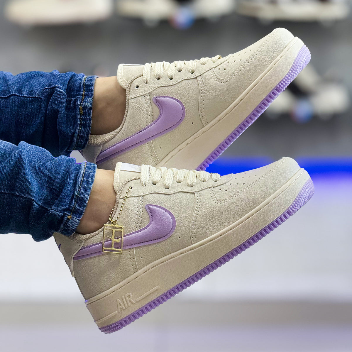 Air Force 1 Bege/Lilás Premium