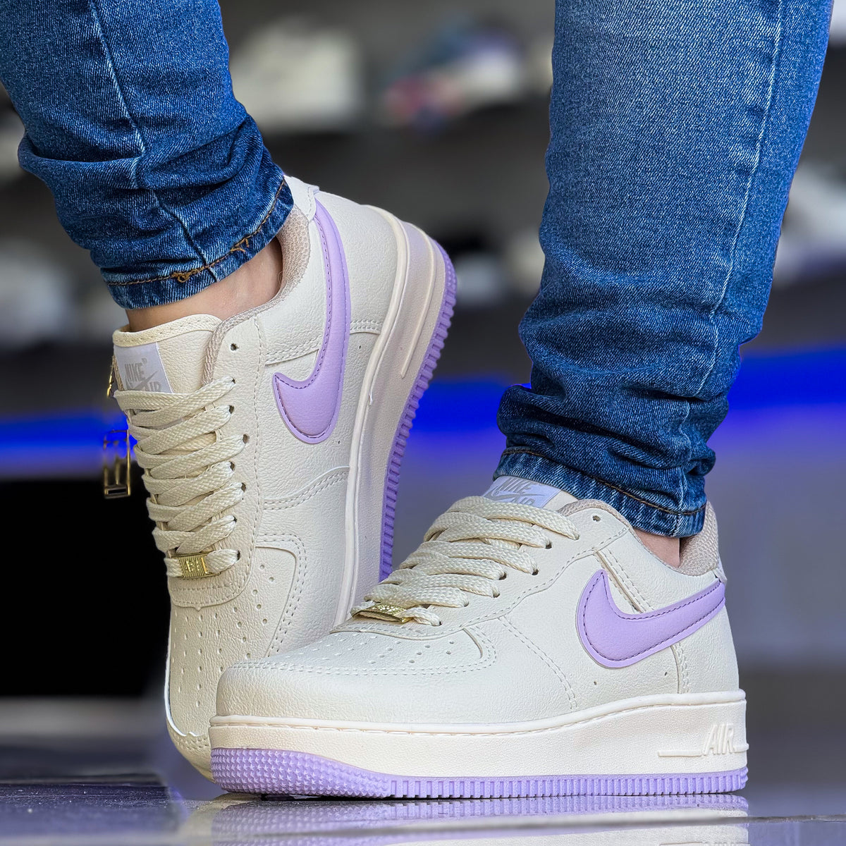 Air Force 1 Bege/Lilás Premium