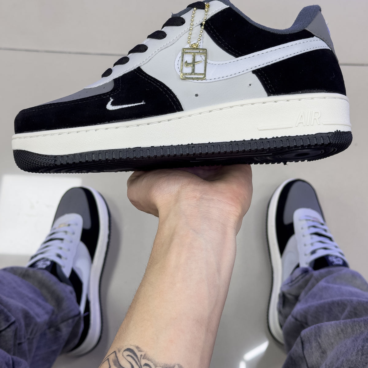 Air Force 1 Preto Cinza Premium