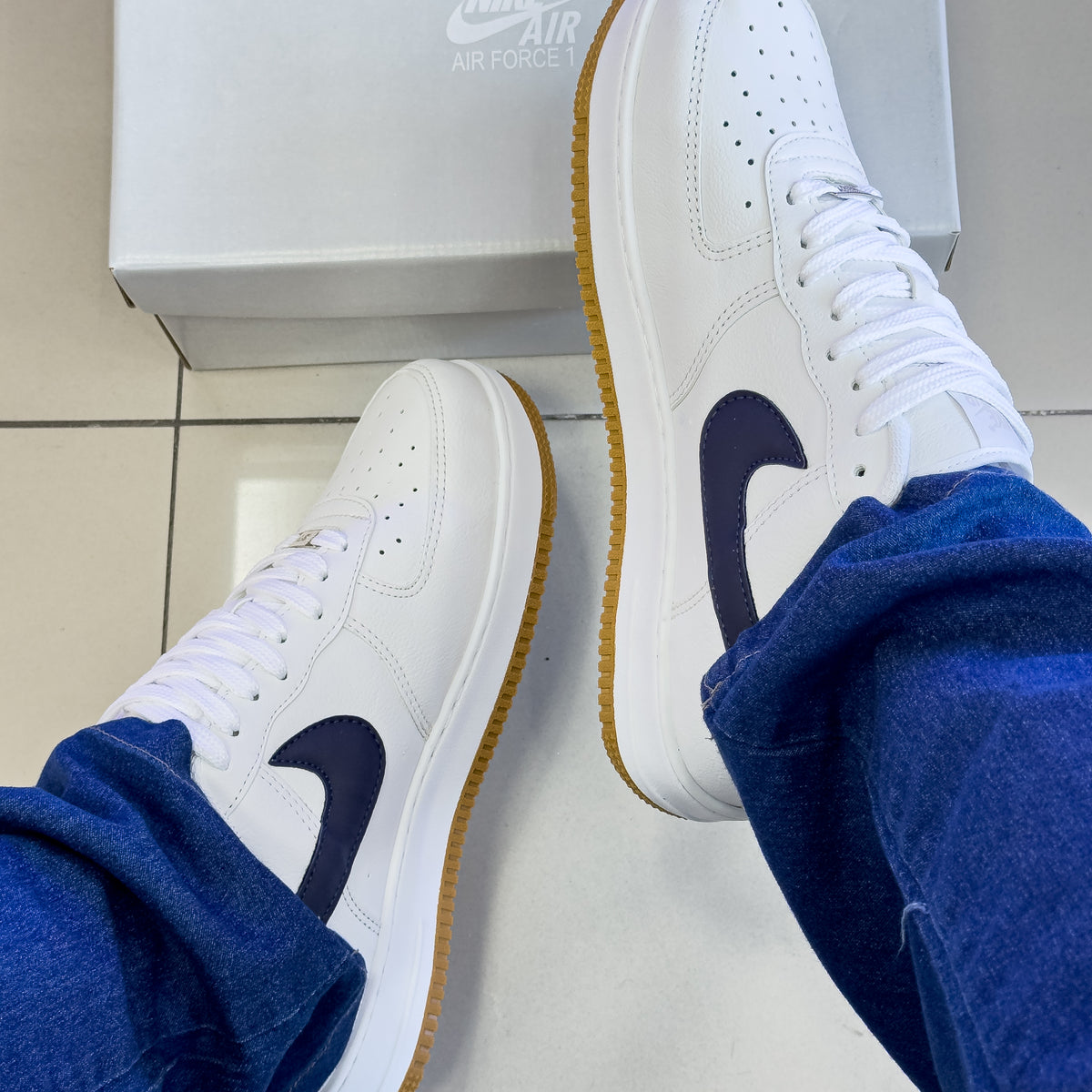 Air Force 1 Branco/Marinho Premium