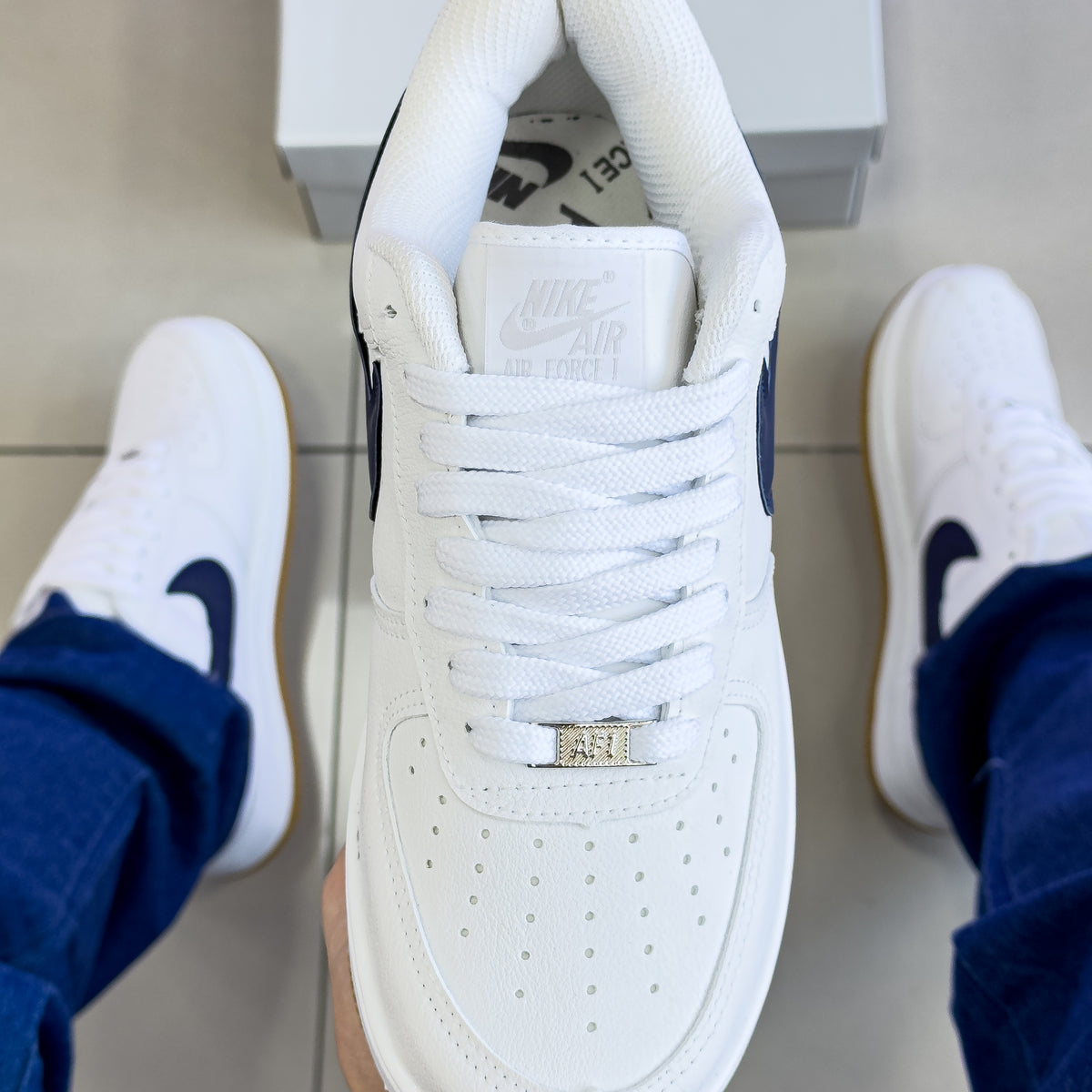 Air Force 1 Branco/Marinho Premium