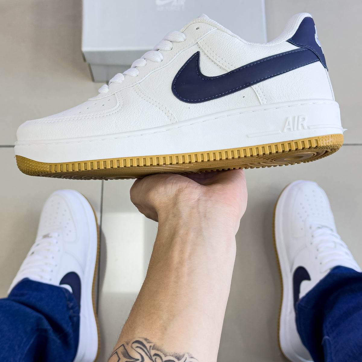 Air Force 1 Branco/Marinho Premium