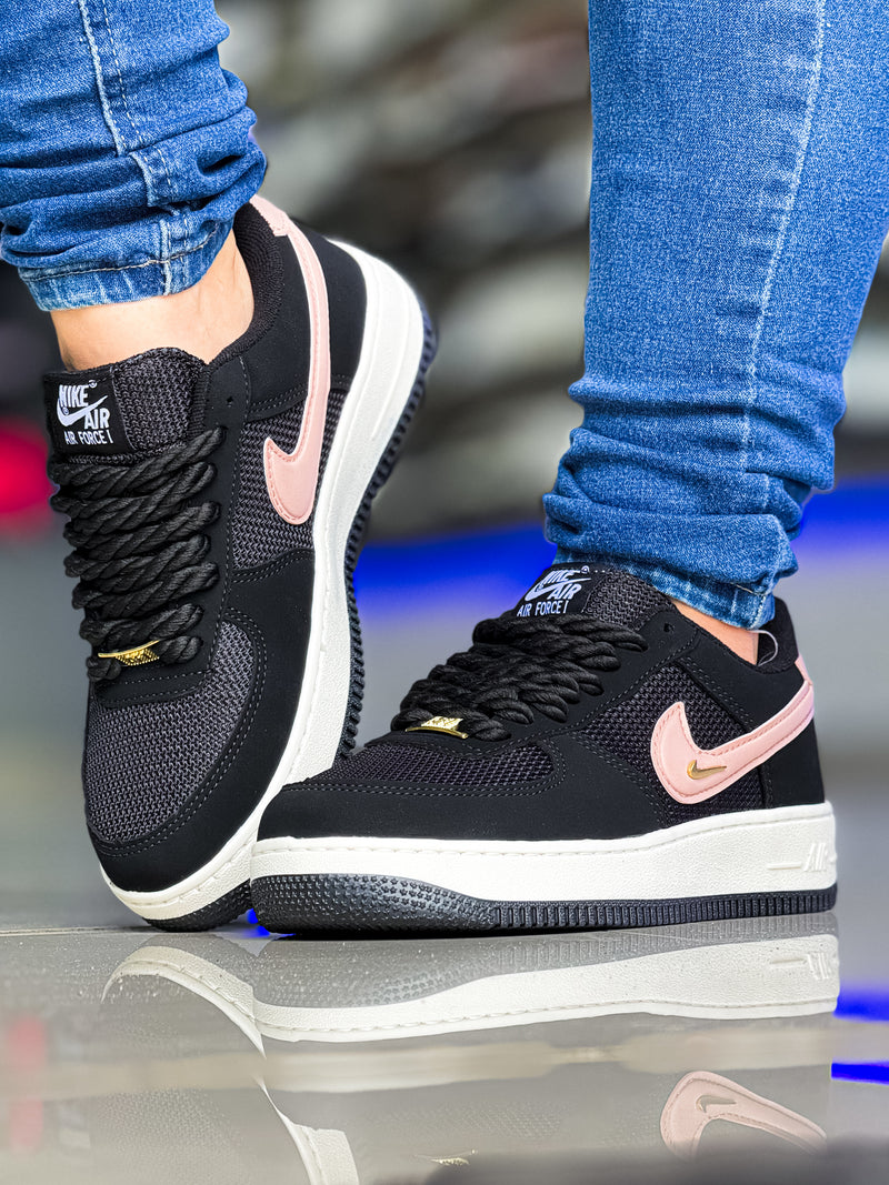 Air Force 1 Preto Rosa Premium