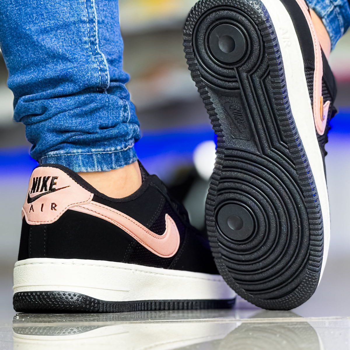 Air Force 1 Preto Rosa Premium