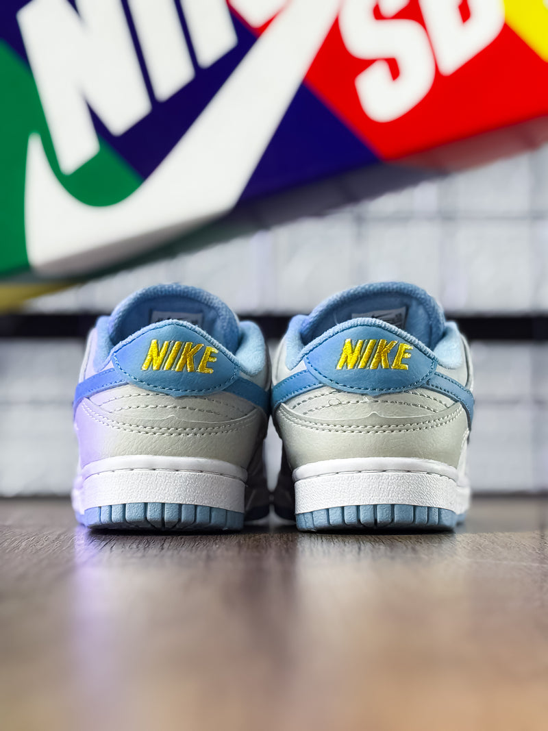 Dunk Low Cinza/Azul Infantil