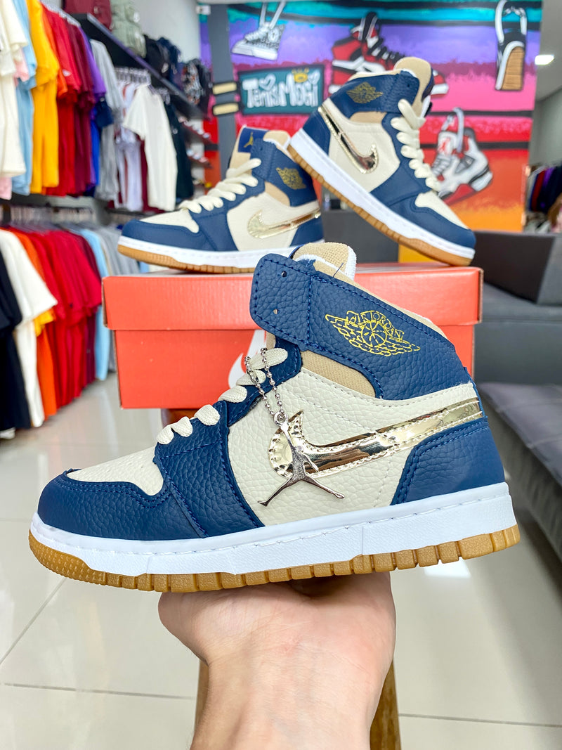 Jordan 1 Marinho/Dourado Infantil