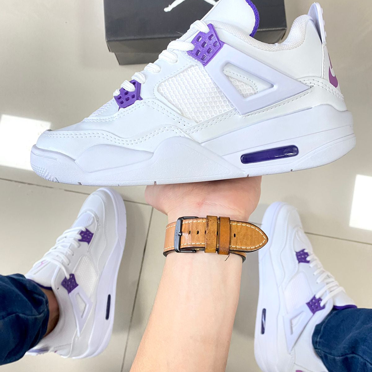 Air Jordan 4 Branco/Roxo Premium