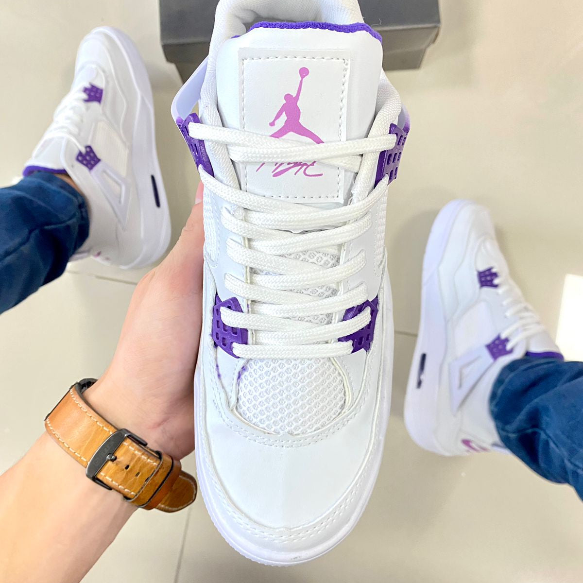 Air Jordan 4 Branco/Roxo Premium
