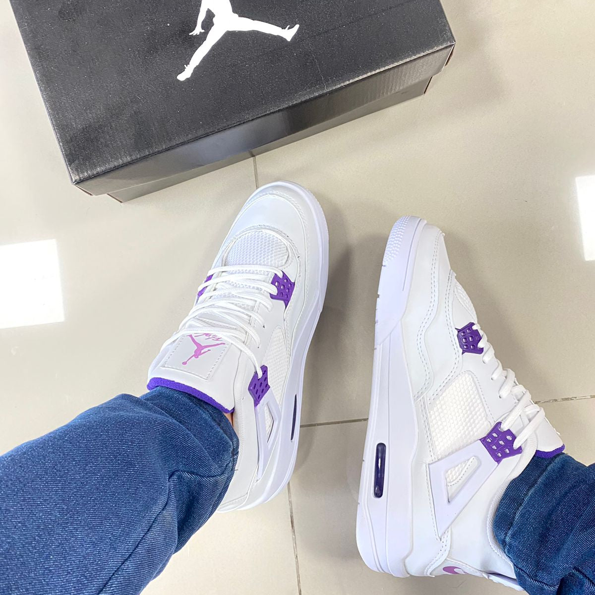 Air Jordan 4 Branco/Roxo Premium
