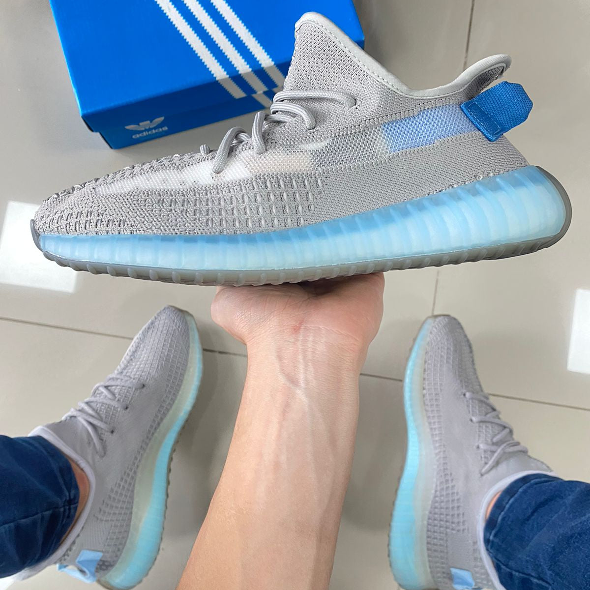 Yeezy Boost Cinza/Azul Premium
