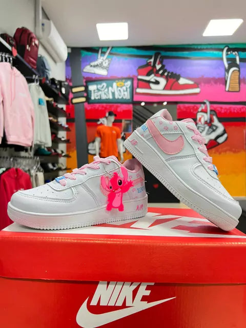Air Force 1 Stitch Branco/Rosa Infantil