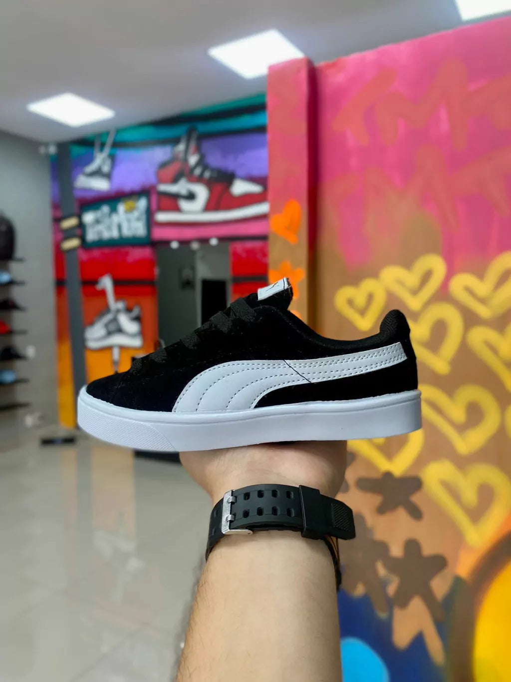 Suede Preto/Branco Infantil